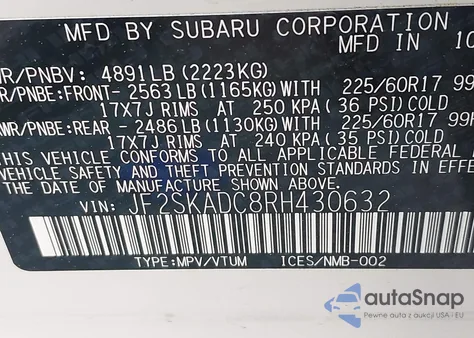 2024 Subaru Forester Premium from USA, damaged, VIN JF2SKADC8RH430632